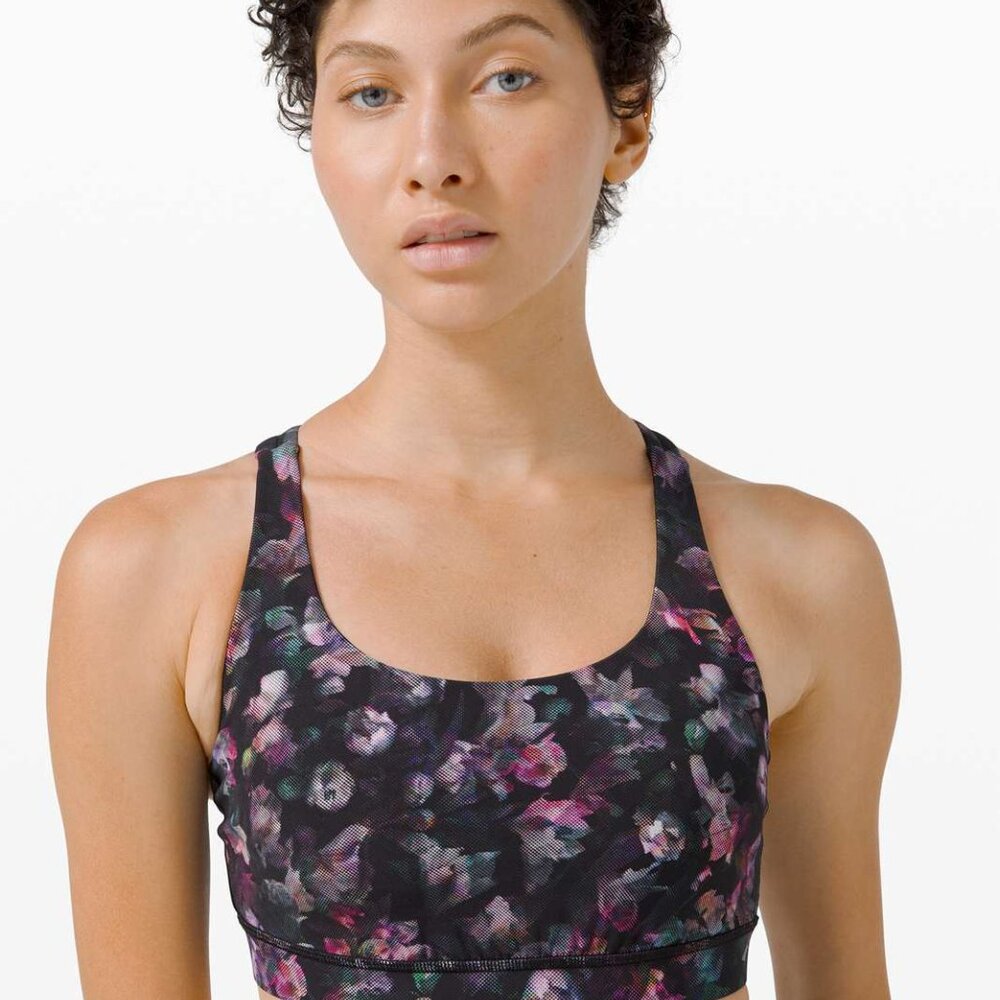 Lululemon Energy Bra Activate Pink Black Floral Multi Size 6